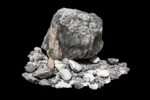 Rock isolated on black background. Stock Photos