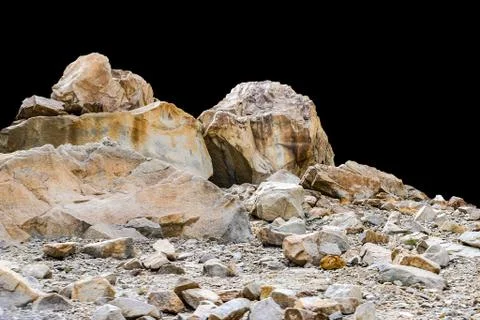 Rock isolated on black background. Stock Photos