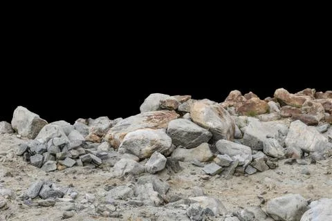 Rock isolated on black background. Stock Photos