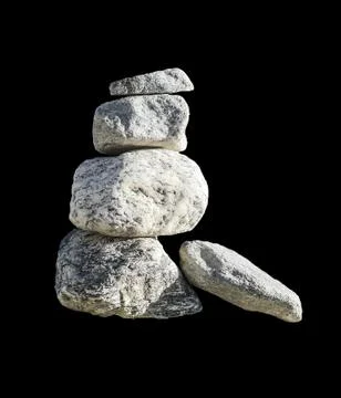 Rock isolated on black background. Stock Photos