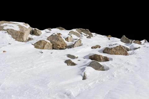 Rock isolated on black background. Stock Photos