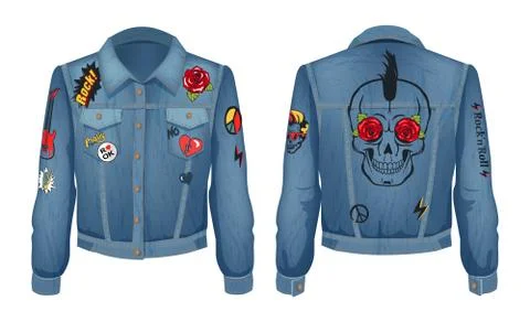Rock Jacket of Denim Cloth Vector Illustration Illustrazione stock