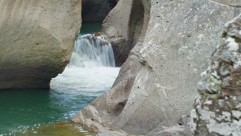Rock lake waterfall Stock Footage 99020360