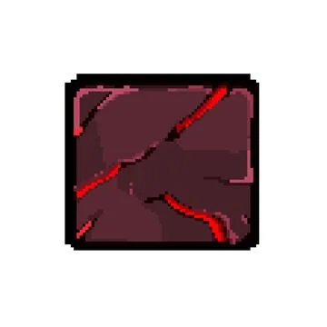 Rock lava game button pixel art vector illustration Stock Illustration