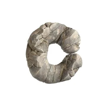 Rock letter C - Lowercase 3d boulder font - Suitable for nature, ecology or e Stock Illustration