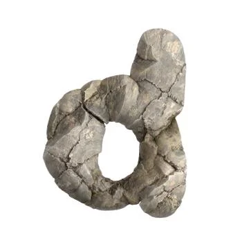 Rock letter D - Lowercase 3d boulder font - Suitable for nature, ecology or e Stock Illustration