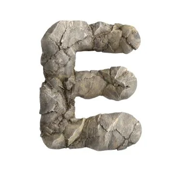Rock letter E - Capital 3d boulder font - suitable for nature, ecology or env Stock Illustration