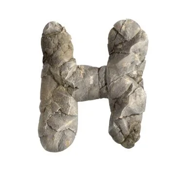 Rock letter H - Upper-case 3d boulder font - suitable for nature, ecology or  Stock Illustration