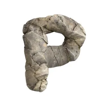 Rock letter P - Upper-case 3d boulder font - suitable for nature, ecology or  Stock Illustration
