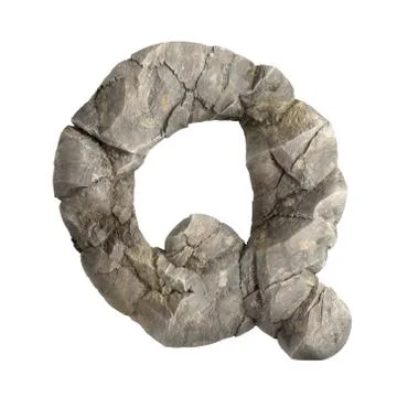 Rock letter Q - Upper-case 3d boulder font - suitable for nature, ecology or  Stock Illustration