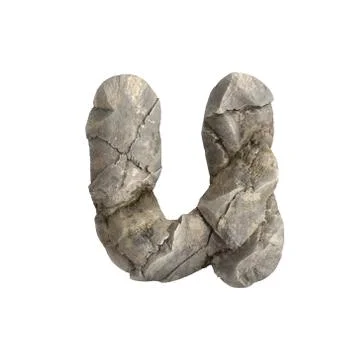 Rock letter U - Small 3d boulder font - Suitable for nature, ecology or envir Stock Illustration