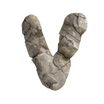 Rock letter V - Upper-case 3d boulder font - suitable for nature, ecology or  Stock-Illustration
