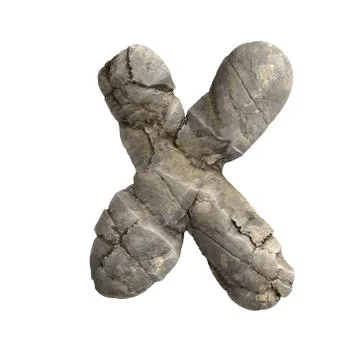 Rock letter X - Upper-case 3d boulder font - suitable for nature, ecology or  Stock Illustration
