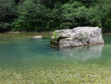 Rock to make diving in mountain river Фото