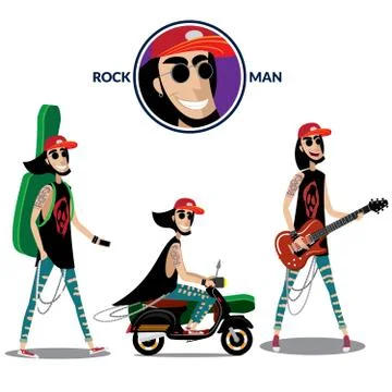 Rock man set Stock Illustration