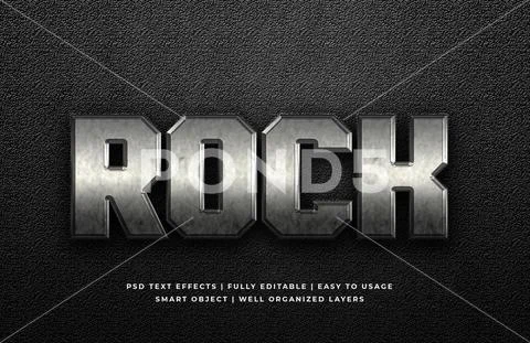 Rock metal 3d text style effect mockup - PSD Template PSD Template