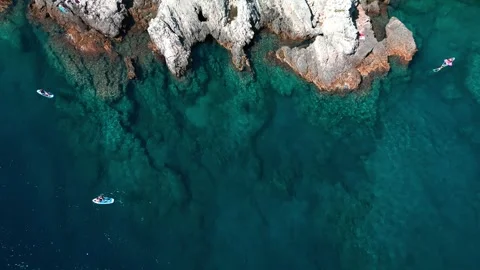 Rock in the middle of the sea Stock Footage 249548774