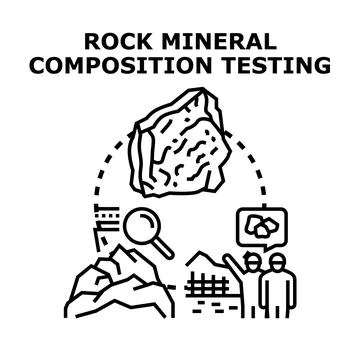 Rock mineral composition testing geology analysis concept Stock Illustration