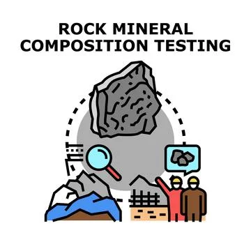 Rock mineral composition testing geology analysis concept Stock Illustration