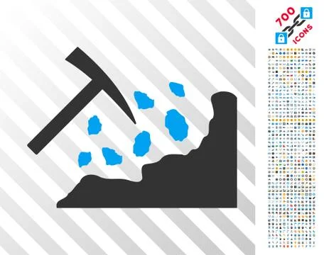 Rock Mining Hammer Flat Icon with Bonus Stock Illustration