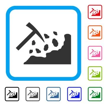 Rock Mining Hammer Framed Icon Stock Illustration