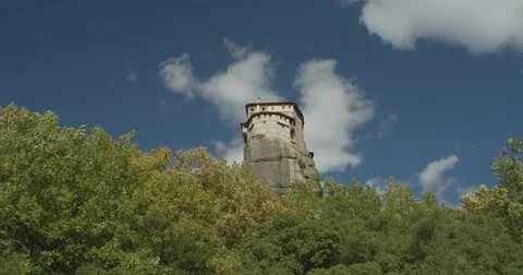Rock monastery with a background sky Stock Footage
