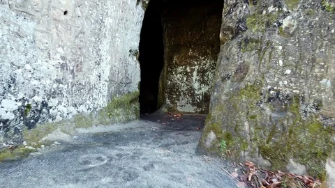 The rock monastery in the forest Stock Footage 120615083