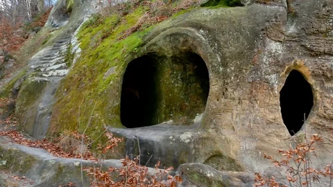 The rock monastery in the forest Stock Footage 120615134