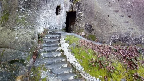 The rock monastery in the forest Stock Footage 120615190