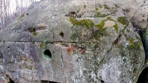 The rock monastery in the forest Stock Footage 120615322