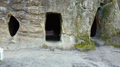The rock monastery in the forest Stock Footage 120615362