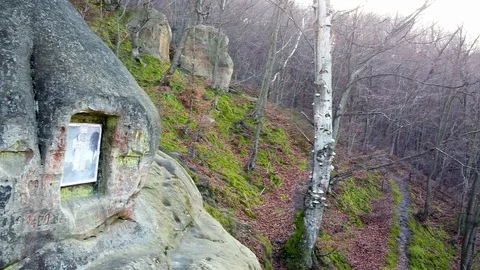 The rock monastery in the forest Stock Footage 120615561