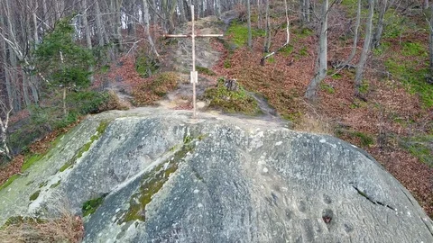 The rock monastery in the forest Stock Footage 120615615