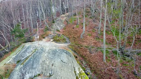 The rock monastery in the forest Stock Footage 121007371