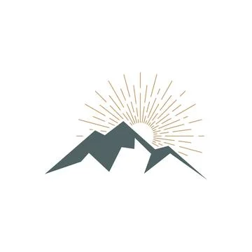 Rock Mountain Icon Vector Logo Template Stock Illustration