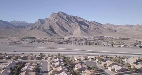 Rock Mountain Over Homes Stock Footage 121981432