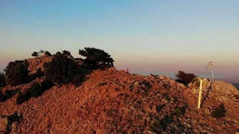 Rock mountain at sunrise Stock Footage 137995657
