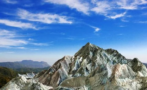 Rock mountain under cloud blue sky Stock Illustration