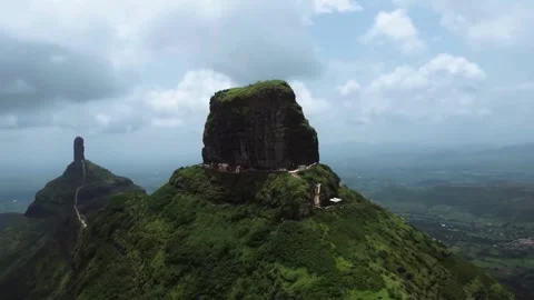 Rock in the mountains and view of the top of mountain and sky clouds Stock Footage 285926014