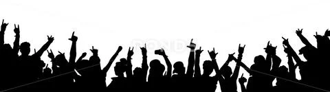 Rock music concert crowd silhouette isolated on white background ...