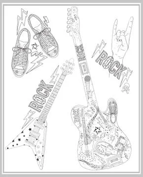 Rock music design elements set. イラスト素材
