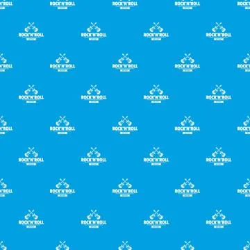 Rock n roll pattern vector seamless blue Stock Illustration