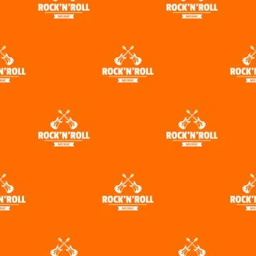Rock n roll pattern vector orange Stock Illustration