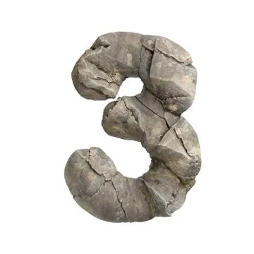 Rock number 3 -  3d boulder digit - Suitable for nature, ecology or environme Stock Illustration
