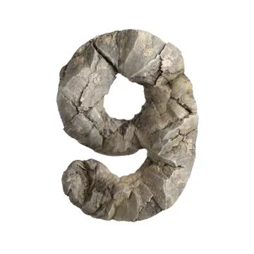Rock number 9 -  3d boulder digit - Suitable for nature, ecology or environme Stock-Illustration