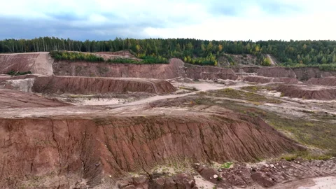 Rock in Old quarry after mining. Abandoned Opencast mine. Vidéo 219783509