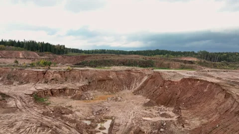 Rock in Old quarry after mining. Abandoned Opencast mine. Stock Footage 219784596
