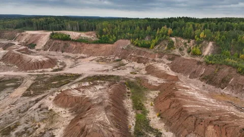 Rock in Old quarry after mining. Abandoned Opencast mine. Видео 219786256