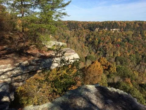 Rock Overhang Over a Forest Stock Photos