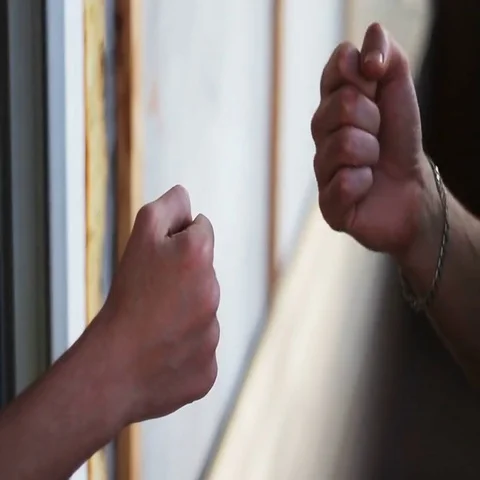 Rock paper scissors being played by two men high definition video Video stock 69435189